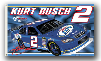 #2 Kurt Busch - Miller Lite 2-Sided Flag