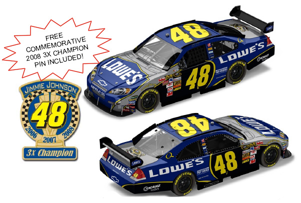 Jimmie Johnson #48 Lowe's 3x Champion w/Pin
