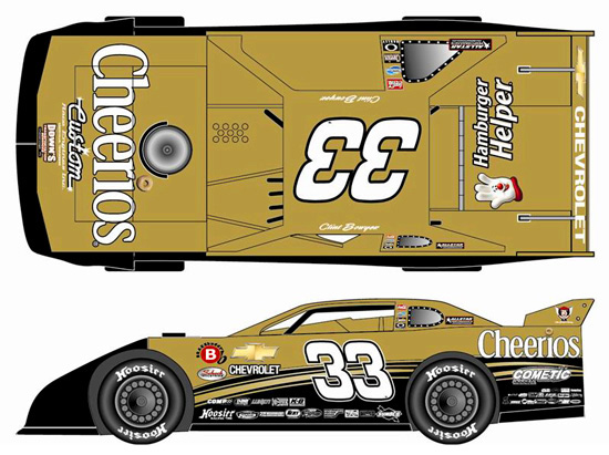 2009 Clint Bowyer #33 Cheerios Gold Chrome / Prelude to the Dream - Dirt Late Model Diecast