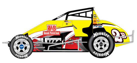 2009 Dave Darland #2 RWB - Wingless Sprint Car 1/64 Diecast