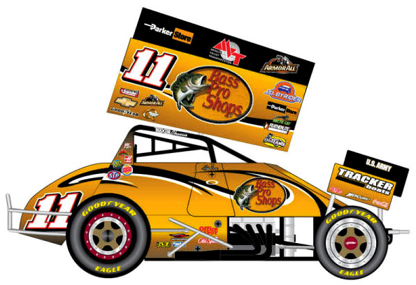 2010 Steve Kinser #11 Bass Pro / Knoxville 50th Gold - Sprint Car 1/64 Diecast