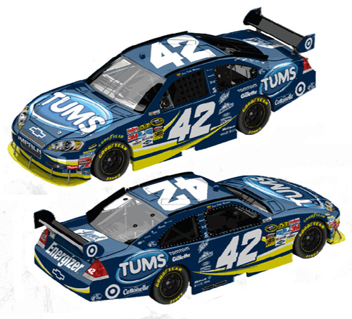 2010 Juan Pablo Montoya #42 Tums 1/64 Diecast
