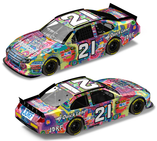 2011 Trevor Bayne #21 Juvenile Diabetes Research Foundation 1/64 Diecast
