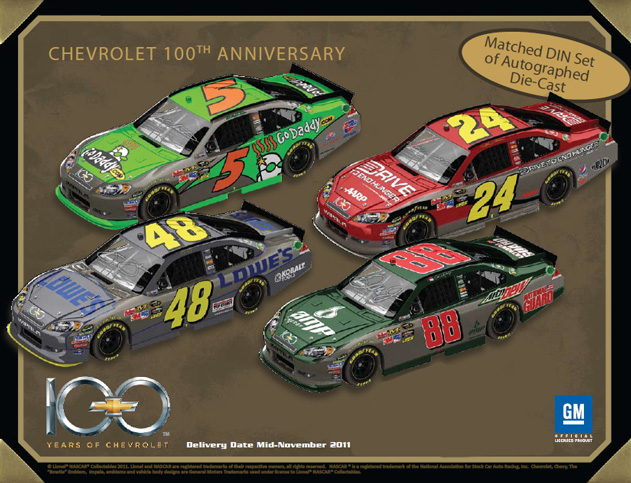 2011 Chevrolet 100 Years / Brushed Metal Diecast Set - Autographed