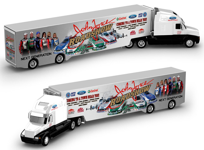 2011 John Force Racing Roadshow 1/64 NHRA Diecast Hauler