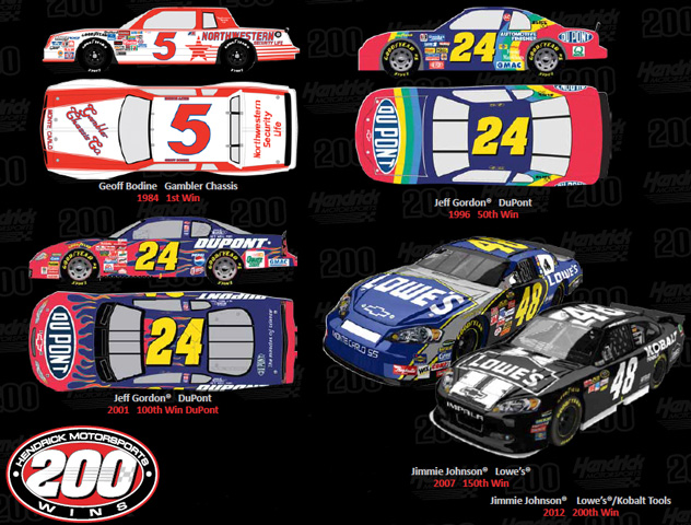 2012 Hendrick Motorsports 200 Wins 5-Car 1/64 Diecast Set