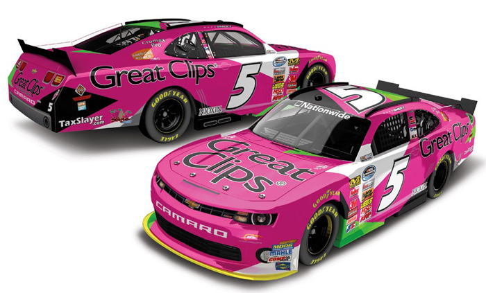 2013 Brad Sweet #5 Great Clips Pink 1/64 Diecast