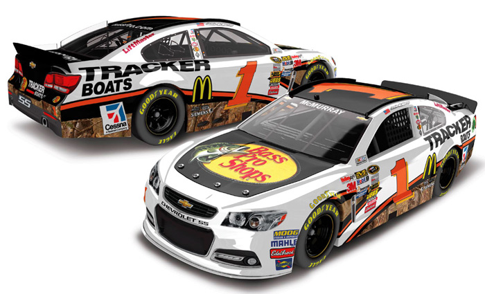 2013 Jamie McMurray #1 Bass Pro Shops White 1/64 Diecast