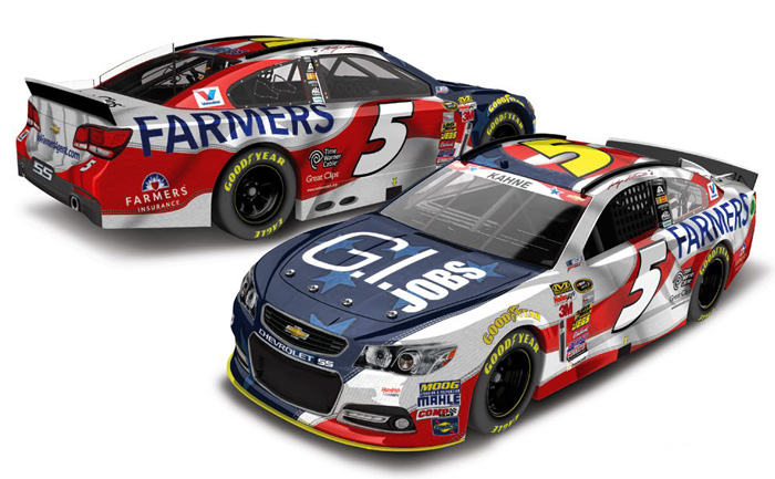 2014 Kasey Kahne #5 Farmers / G.I. JOBS - American Salute Diecast