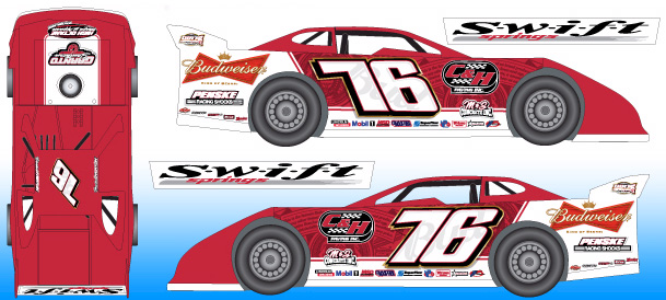 2016 Brandon Overton #76 Budweiser - Dirt Late Model Diecast