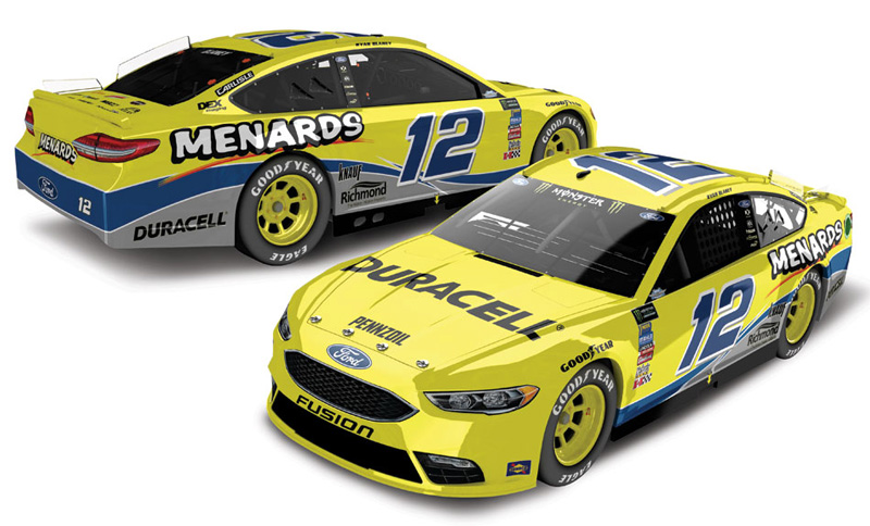 2018 Ryan Blaney #12 Duracell / Menards / Darlington Throwback 1/64 Diecast