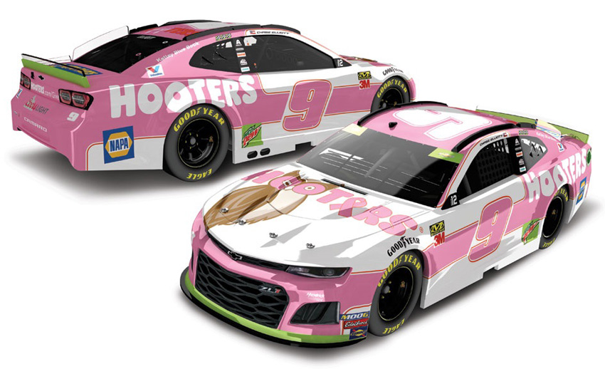 2019 Chase Elliott #9 Hooters Pink - Give a Hoot 1/24 Diecast