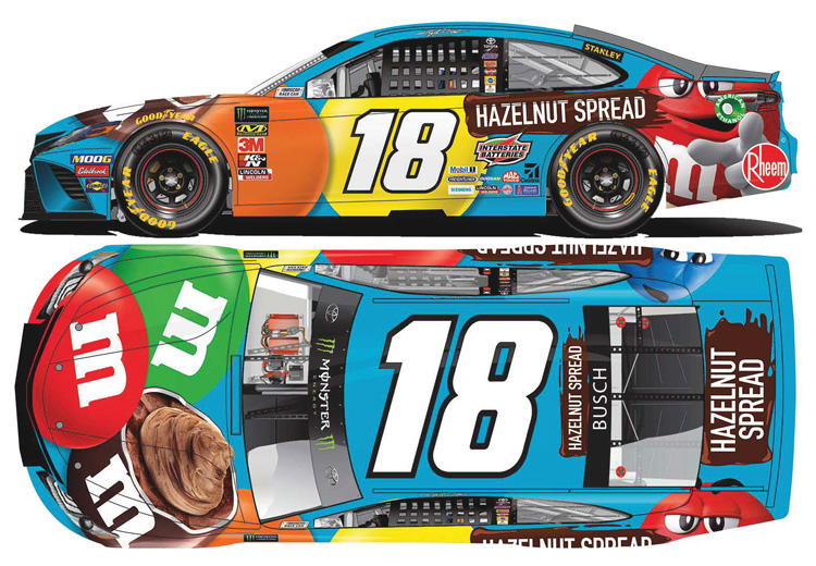 2019 Kyle Busch #18 M&M's Hazelnut Spread ELITE 1/24 Diecast
