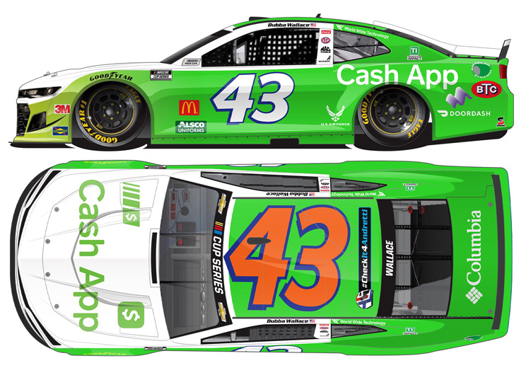2020 Bubba Wallace #43 Cash App - Darlington Throwback 1/24 Diecast