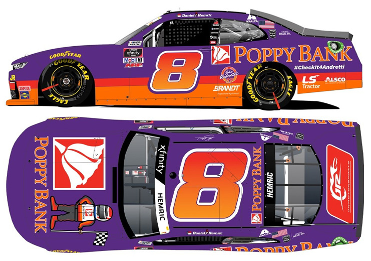 2020 Daniel Hemric #8 Poppy Bank - Darlington Throwback 1/64 Diecast