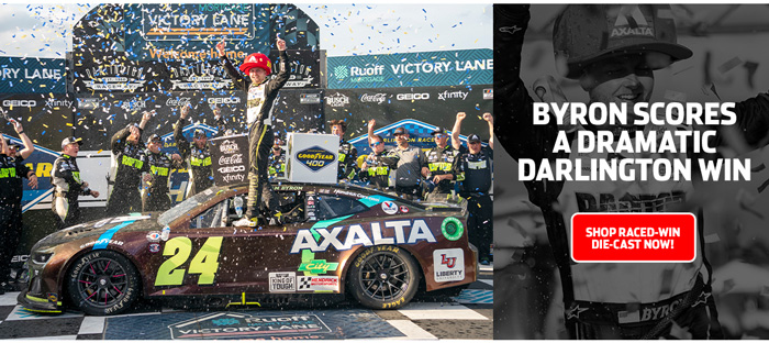 2023 William Byron #24 Axalta - Darlington Throwback Win / Raced Diecast, by Action Lionel
