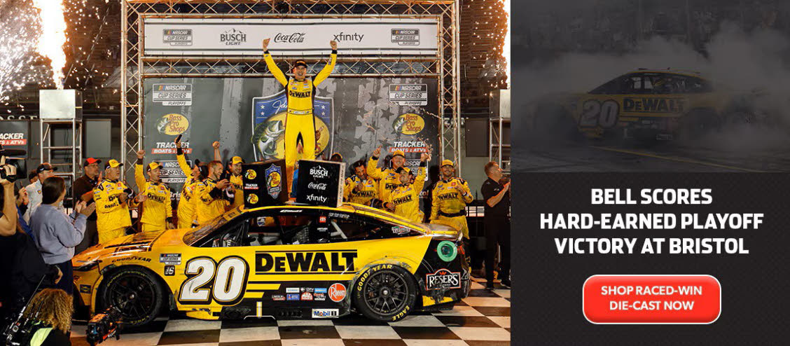 2025 Christopher Bell #20 DEWALT - Bristol Win / Raced Diecast, by Action Lionel