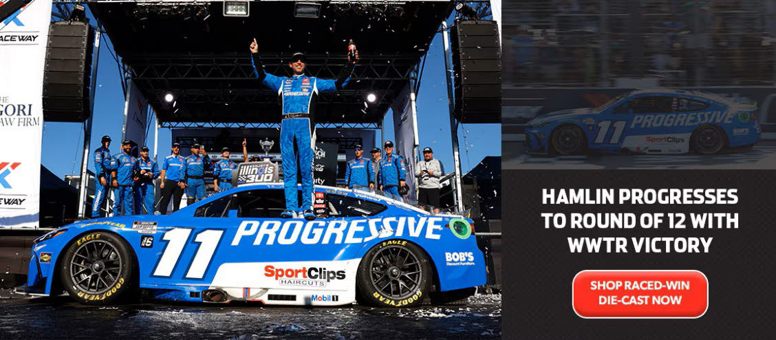 2025 Denny Hamlin #11 Progressive - WWT Gateway Win / Raced Diecast, by Action Lionel