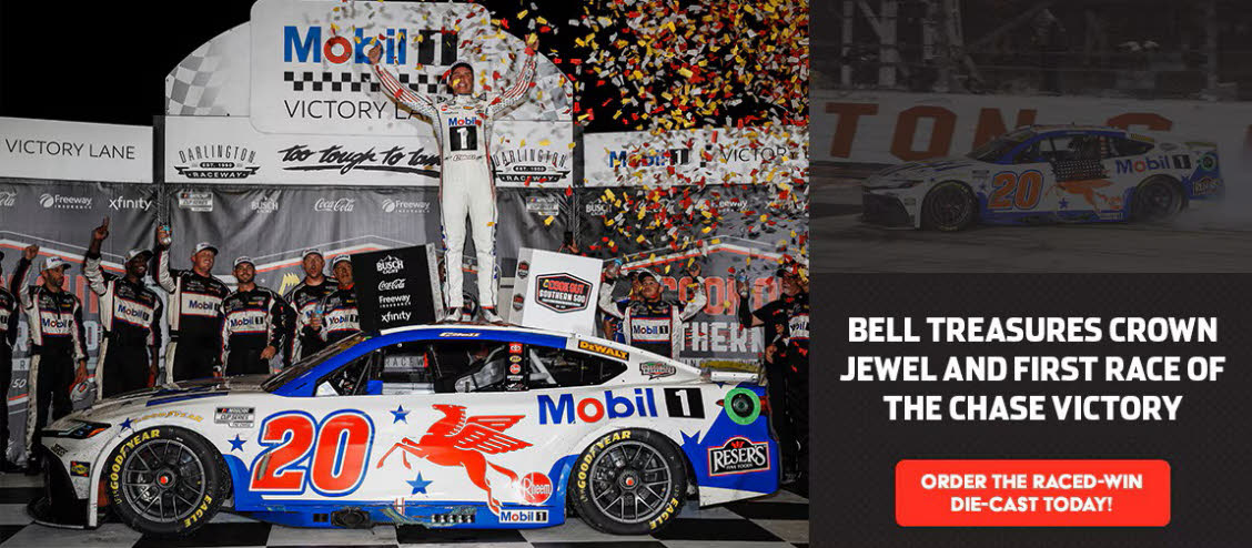 2026 Christopher Bell #20 Mobil 1 - Darlington Win / Raced Diecast, by Action Lionel Racing