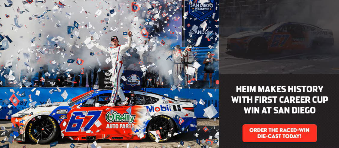2026 Corey Heim #67 Mobil 1 / O'Reilly Patriotic - San Diego Win / Raced Diecast, by Action Lionel Racing