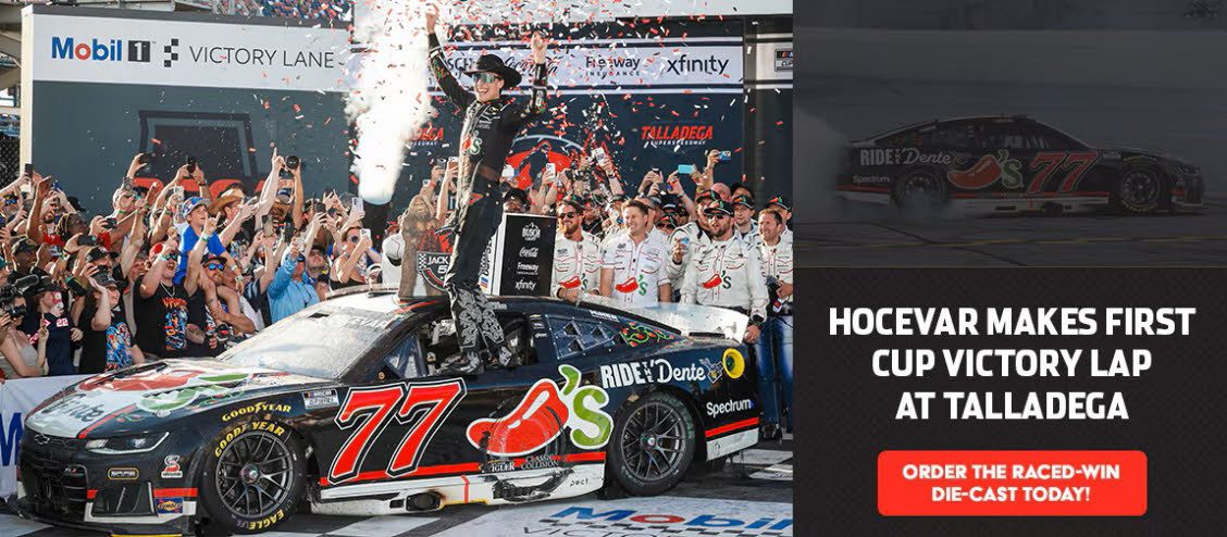 2026 Carson Hocevar #77 Chili's Ride the 'Dente - Talladega Win / Raced Diecast, by Action Lionel Racing