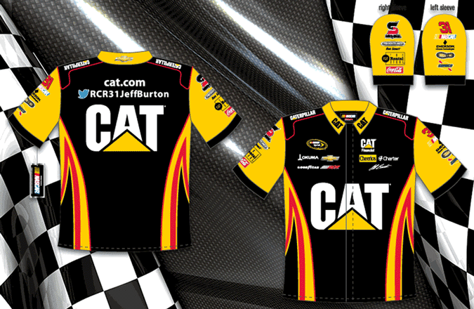 31 Jeff Burton 13 Caterpillar Nascar Pit Crew Shirt