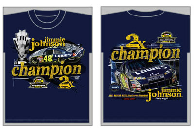 #48 Jimmie Johnson '07 2X NASCAR Champion Blue T-Shirt