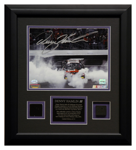Denny Hamlin 1st Win / Autograph / Tire / Metal