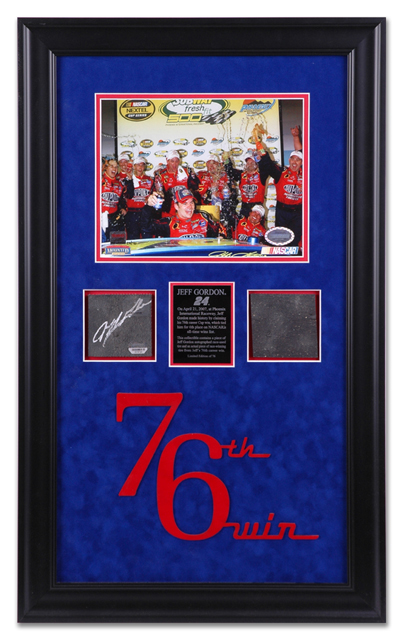 Jeff Gordon 76th Win / Framed Autographed Tire
