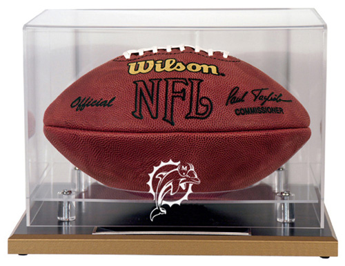 Miami Dolphins - Oak Base NFL Football Display Case