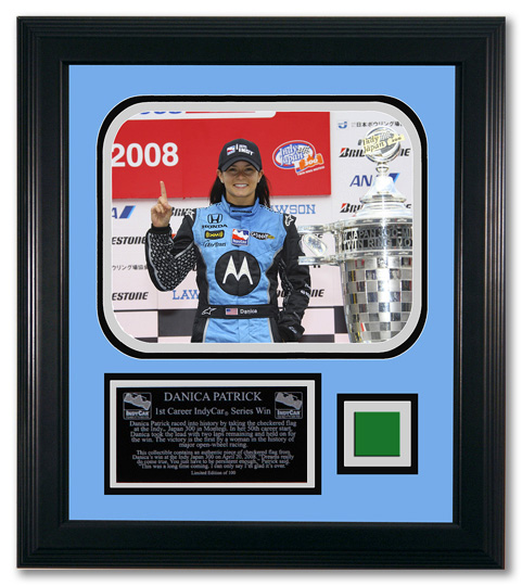 Danica Patrick 1st Win / Framed w/Green Flag