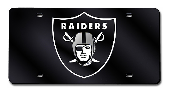 Oakland Raiders - Black NFL Laser Tag Mirror License Plate