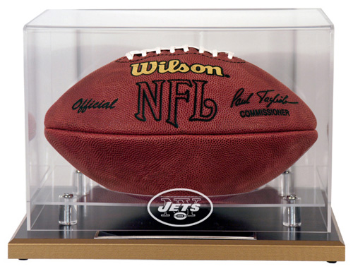 New York Jets - Oak Base NFL Football Display Case