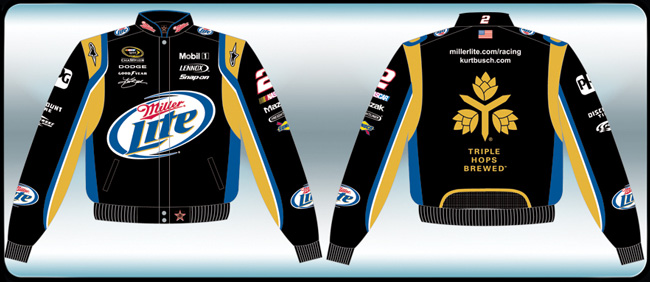 #2 Kurt Busch '10 Miller Lite - Black NASCAR Uniform Jacket