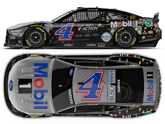 Modellino Auto K. Harvick 1/64 HT Mobil 1 Saluti 22 Ford Mustang - Diecast Da Collezione, Auto Da Corsa Nascar In Scala