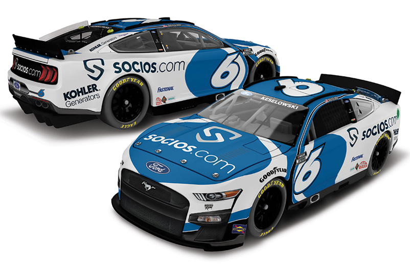 2022 Brad Keselowski #6 Socios.com - Darlington Throwback 1/24 Diecast