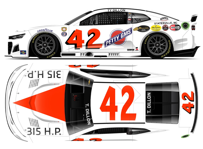 2022 Ty Dillon #42 Petty GMS Racing / Darlington Throwback 1/24 Diecast