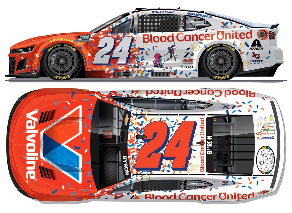 2025 William Byron #24 Valvoline Blood Cancer United 1/24 Diecast