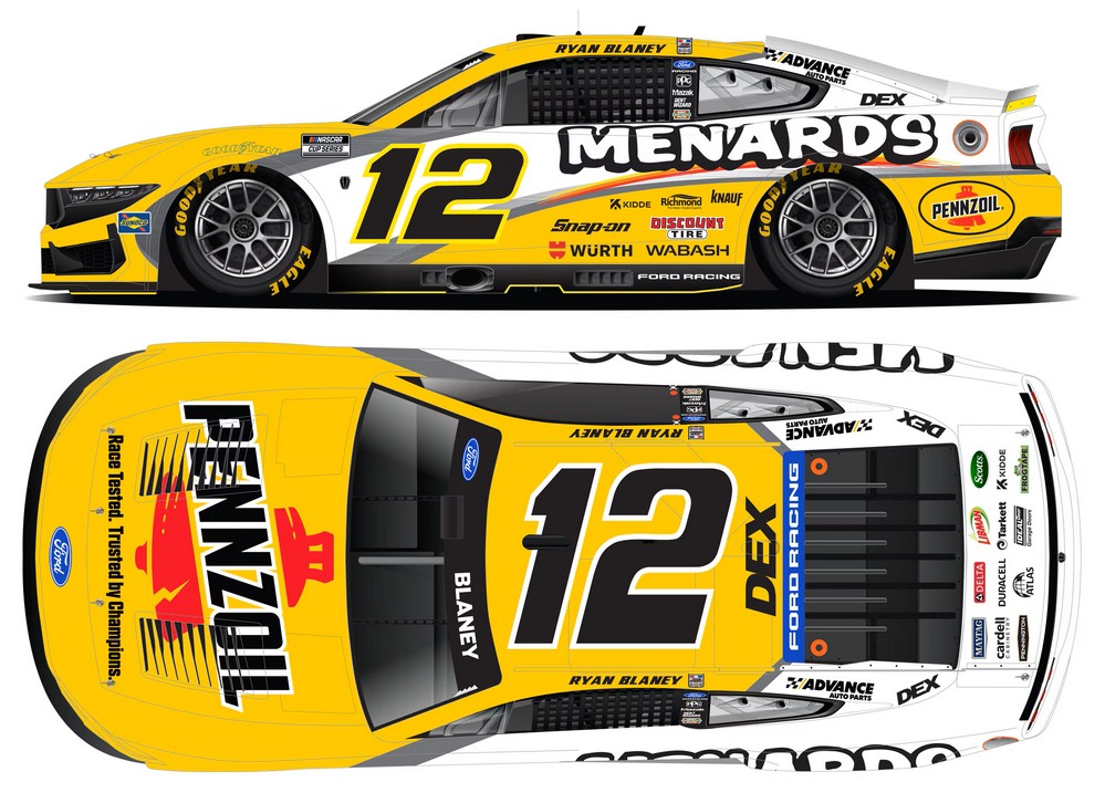 2026 Ryan Blaney #12 Menards / Pennzoil 1/24 Diecast