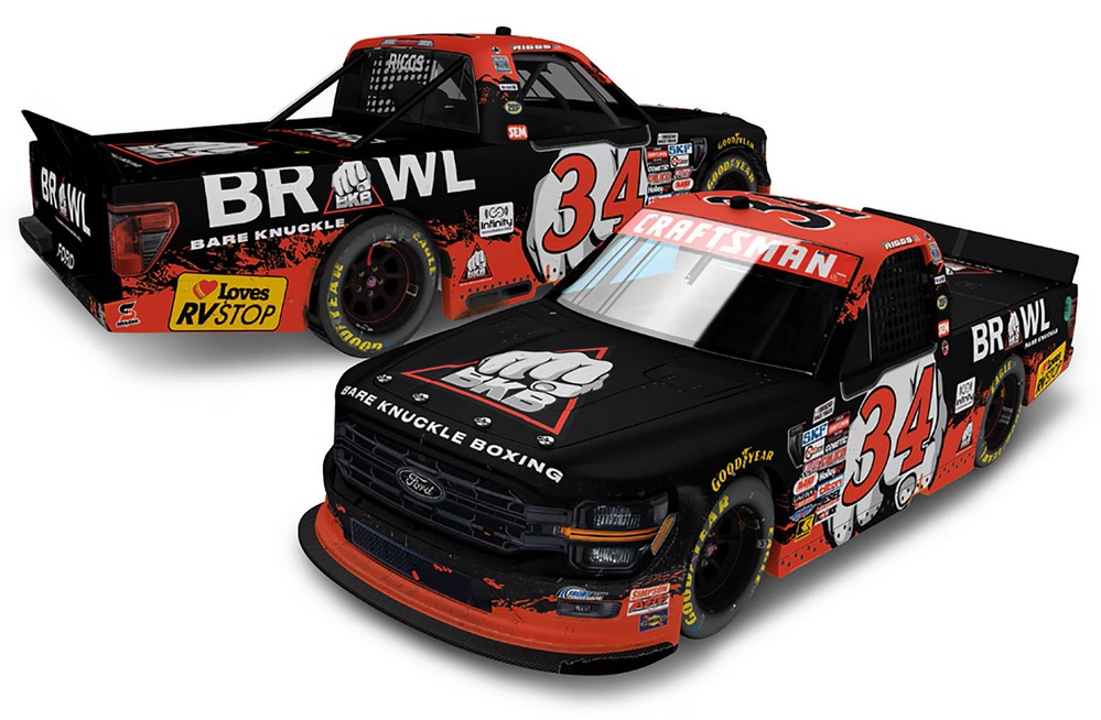 2025 Layne Riggs #34 Bare Knuckle Boxing - Pocono Win / Raced Truck 1/64 Diecast