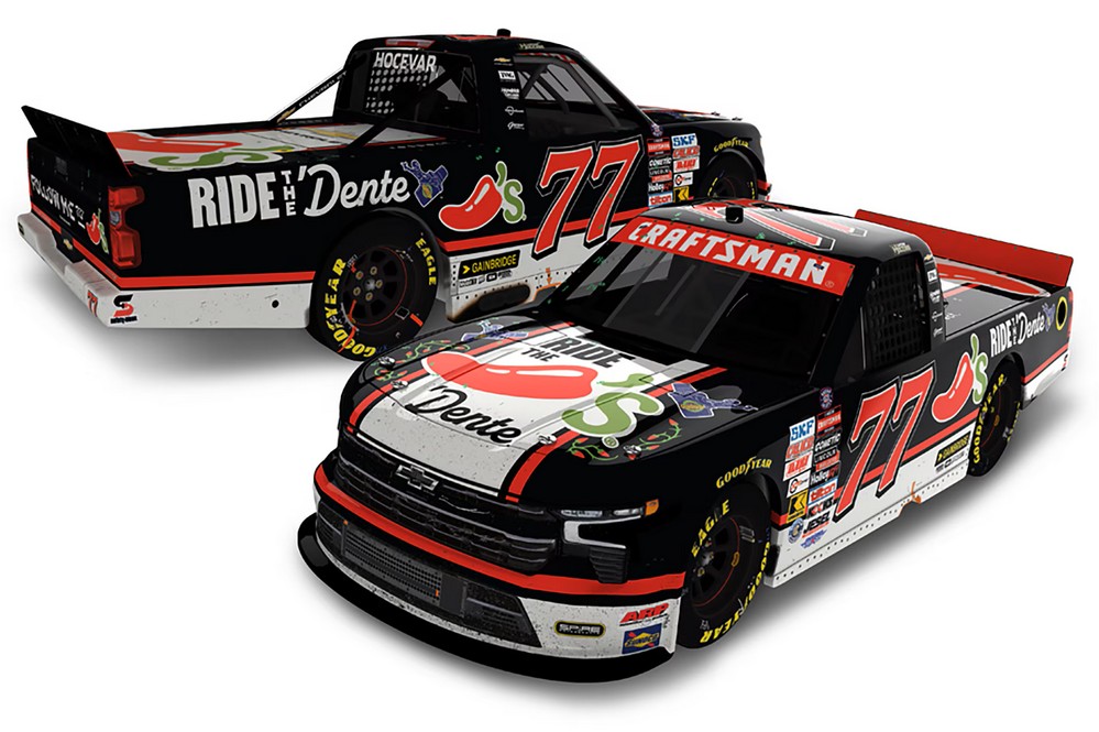 2026 Carson Hocevar #77 Chili's Ride the 'Dente - Texas Win / Raced Truck 1/64 Diecast