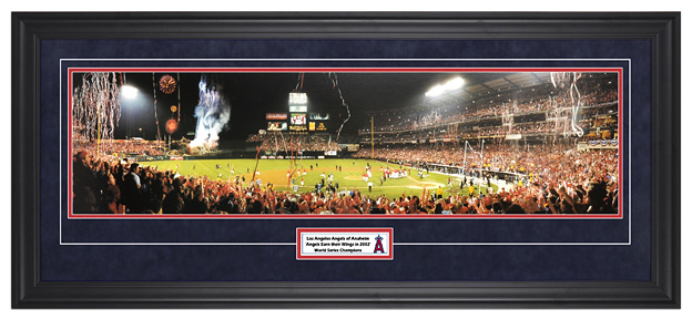 Anaheim Angels 2002 World Series Champions / Suede - Framed Panoramic