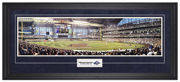 Milwaukee Brewers / First Pitch at Miller Park (Suede) - Framed Panoramic
