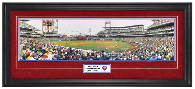 Philadelphia Phillies / First Pitch at Citizens Bank Park (Suede) - Framed Panoramic