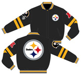 Pittsburgh Steelers / Charcoal and Black - NFL Wool Reversible Jacket