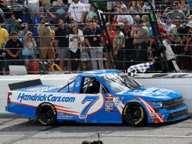 2023 Kyle Larson #7 HendrickCars.com - North Wilkesboro Win / Raced Truck 1/64 Diecast