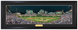 Chicago Cubs 2015 Wrigley Field Night Game - Framed Panoramic