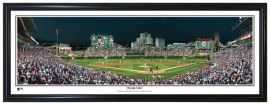 Chicago Cubs 2015 Wrigley Field Night Game - Framed Panoramic